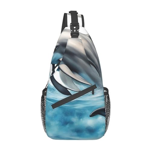 Strand Clear Sea Sand Sling Bag Damen Crossbody Fanny Packs Crossbody Taschen Umhängetasche Für Männer Frauen Reisen Wandern, Ozean-Delphin, der Sie ansieht, Einheitsgröße von ELFcat