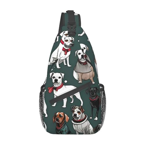 Süße grüne Palmblätter Sling Bag Damen Crossbody Bauchtaschen Crossbody Taschen Umhängetasche Für Männer Frauen Reisen Wandern, Knochen und Hundekrallen, Einheitsgröße von ELFcat