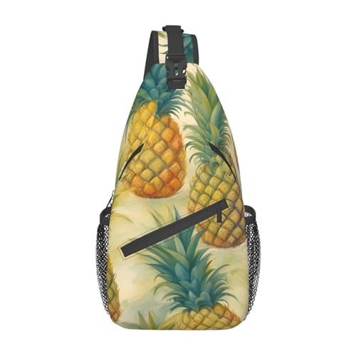 Tropischer Regenwald Sling Bag Damen Crossbody Bauchtaschen Crossbody Taschen Umhängetasche Für Männer Frauen Reisen Wandern, Ananas, Einheitsgröße von ELFcat