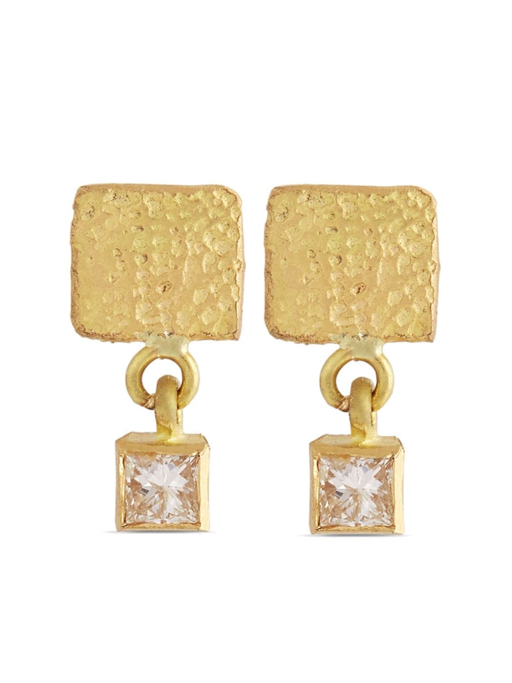 ELHANATI 18kt yellow gold Roxy Mezuzah diamond drop earrings von ELHANATI