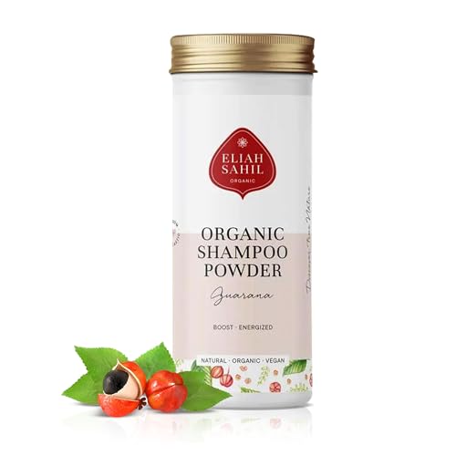 ELIAH SAHIL Bio Pulver Shampoo Guarana I Natürliches Volumen und Glanz I 100 gr. Shampoopulver ca. 30 x waschen I 100% Bio zertifizierte Naturkosmetik I Vegan I Damen und Herren Shampoo von ELIAH SAHIL