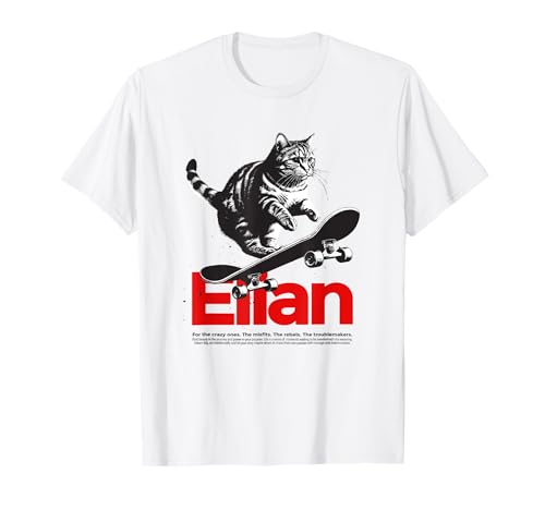 ELIAN - Schöner Jungen Name mit Katze & Skateboard T-Shirt ELIAN - Schöner Jungen Name mit Katze & Skateboard T-Shirt von ELIAN Sohn Enkel Geburtstag Geschenkideen
