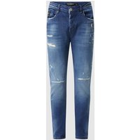 ELIAS RUMELIS Slim Fit Jeans aus Baumwoll-Mix im Used Look in Dunkelblau, Größe 38 ELIAS RUMELIS Slim Fit Jeans aus Baumwoll-Mix im Used Look in Dunkelblau, Größe 38 von ELIAS RUMELIS