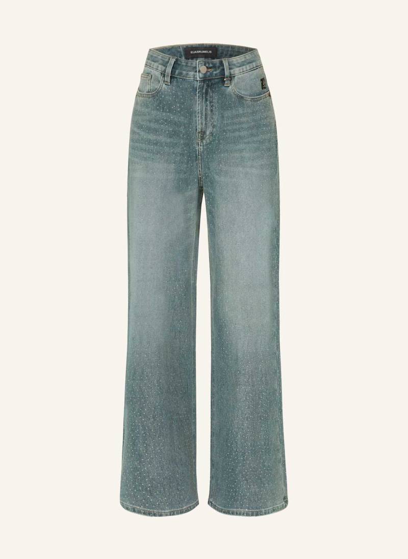 Elias Rumelis Wide Leg Jeans Kalea Sparkle Mit Schmucksteinen blau von ELIAS RUMELIS