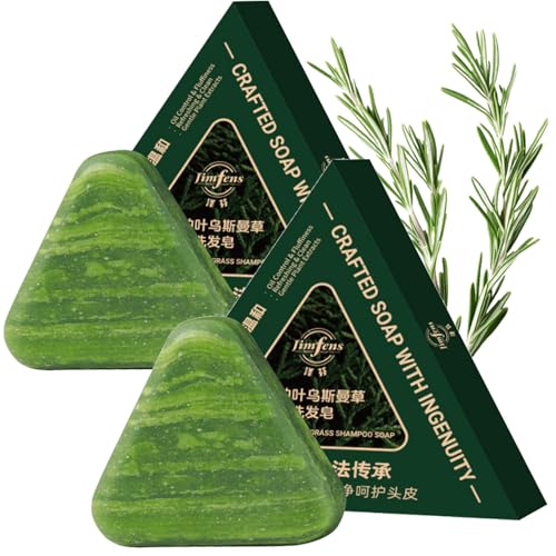 Nature Shampoo Bar, Seven Green Triangle Shampoo Soap, Cacumen Biotae Isatis Dndigotica Shampooing Soap, Usman Grass Shampooing Bar, Calming & Strengthens Hair for Women and Mens(2pcs) von ELIKBH