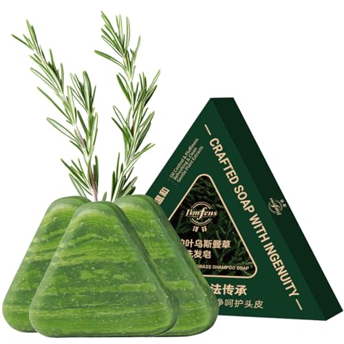 Nature Shampoo Bar, Seven Green Triangle Shampoo Soap, Cacumen Biotae Isatis Dndigotica Shampooing Soap, Usman Grass Shampooing Bar, Calming & Strengthens Hair for Women and Mens(3pcs) von ELIKBH