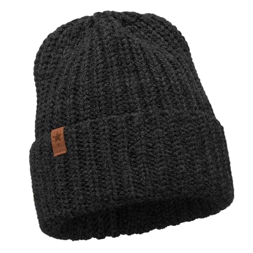 ELIMELI Damen Mütze - Beanie Strickmütze für Winter und Herbst - Slouch Strick Beanie für Frauen - warme weiche Strickmütze - Cuffed Beanie Hats - Farbenauswahl (Mütze, Dunkelgrau) von ELIMELI