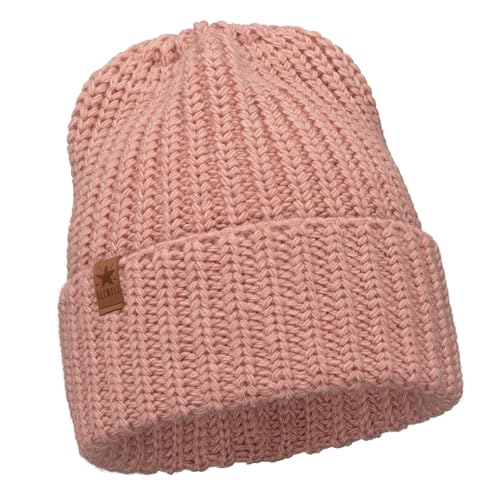 ELIMELI Damen Mütze - Beanie Strickmütze für Winter und Herbst - Slouch Strick Beanie für Frauen - warme weiche Strickmütze - Cuffed Beanie Hats - Farbenauswahl (Mütze, Rosa) von ELIMELI