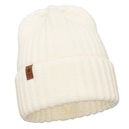 ELIMELI Damen Mütze - Beanie Strickmütze für Winter und Herbst - Slouch Strick Beanie für Frauen - warme weiche Strickmütze - Cuffed Beanie Hats - Farbenauswahl (Mütze, Weiß) von ELIMELI