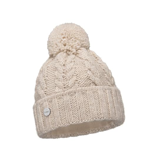 ELIMELI Damen Winter Mütze warme Strickmütze Wintermütze mit Bommel Slouch Beanie Damen für Winter Bommelmütze Hergestellt in EU Farbenauswahl 19005 (Beige Melange) von ELIMELI