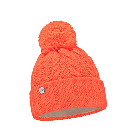 ELIMELI Damen Winter Mütze warme Strickmütze Wintermütze mit Bommel Slouch Beanie Damen für Winter Bommelmütze Hergestellt in EU Farbenauswahl 19005 (Orange Neon) von ELIMELI