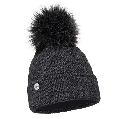 ELIMELI Damen Winter Mütze warme Strickmütze Wintermütze mit Bommel Slouch Strick Beanie Damen Bommelmütze für Winter Hergestellt in EU Farbenauswahl 17528 (Dunkelgrau) von ELIMELI