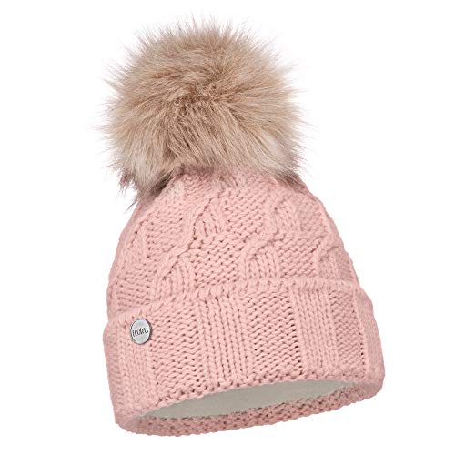 ELIMELI Damen Winter Mütze warme Strickmütze Wintermütze mit Bommel Slouch Strick Beanie Damen Bommelmütze für Winter Hergestellt in EU Farbenauswahl 17528 (Rosa) von ELIMELI