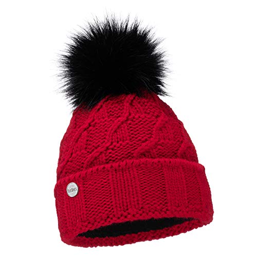 ELIMELI Damen Winter Mütze warme Strickmütze Wintermütze mit Bommel Slouch Strick Beanie Damen Bommelmütze für Winter Hergestellt in EU Farbenauswahl 17528 (Rot) von ELIMELI