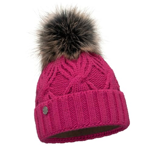 ELIMELI Damen Winter Mütze - warme Strickmütze Wintermütze mit Bommel - Slouch Strick Beanie Damen für Winter Bommelmütze - Farbenauswahl (Fuchsia) von ELIMELI