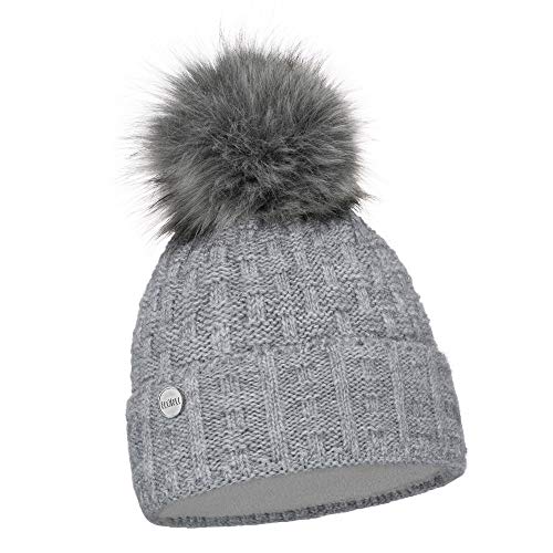 ELIMELI Damen Winter Mütze warme Strickmütze Wintermütze mit Bommel Slouch Strick Beanie Damen für Winter Bommelmütze Hergestellt in EU Farbenauswahl 16517 (Grau) von ELIMELI