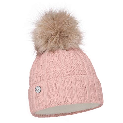 ELIMELI Damen Winter Mütze warme Strickmütze Wintermütze mit Bommel Slouch Strick Beanie Damen für Winter Bommelmütze Hergestellt in EU Farbenauswahl 16517 (Rosa) von ELIMELI