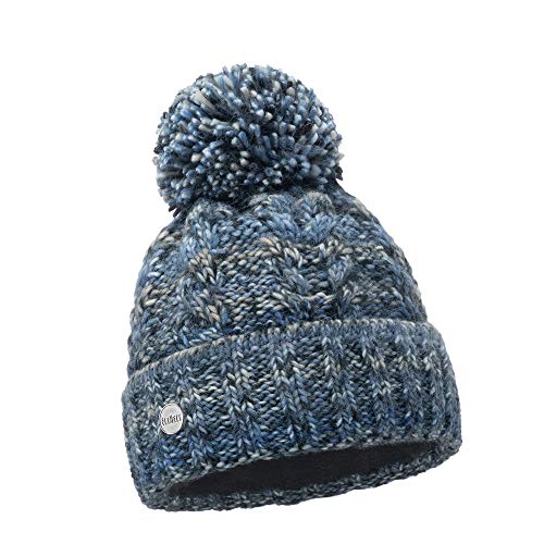 ELIMELI Damen Winter Mütze warme Strickmütze Wintermütze mit Bommel Slouch Strick Beanie Damen für Winter Bommelmütze Hergestellt in EU Farbenauswahl 19005 (Blau) von ELIMELI