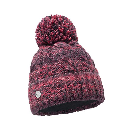 ELIMELI Damen Winter Mütze warme Strickmütze Wintermütze mit Bommel Slouch Strick Beanie Damen für Winter Bommelmütze Hergestellt in EU Farbenauswahl 19005 (Fuchsia) von ELIMELI