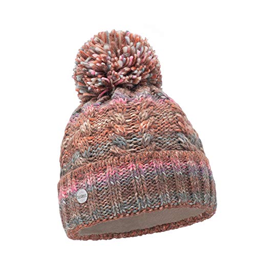 ELIMELI Damen Winter Mütze warme Strickmütze Wintermütze mit Bommel Slouch Strick Beanie Damen für Winter Bommelmütze Hergestellt in EU Farbenauswahl 19005 (Rosa) von ELIMELI