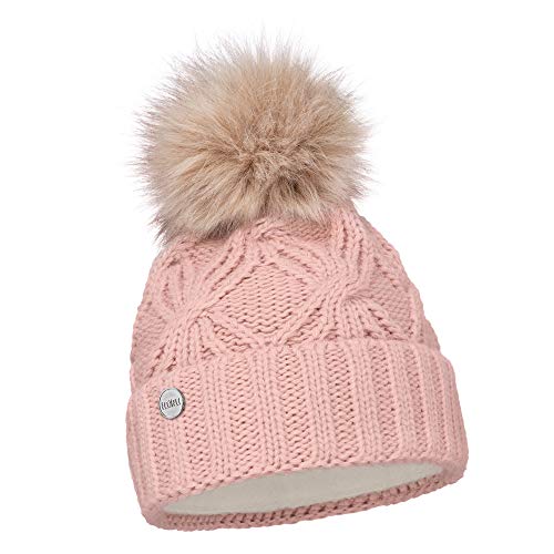 ELIMELI Damen Winter Mütze warme Strickmütze Wintermütze mit Bommel Slouch Strick Beanie Damen für Winter Bommelmütze Hergestellt in EU Farbenauswahl 19531 (Rosa) von ELIMELI