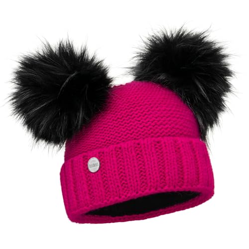 ELIMELI Winter Damen Mütze mit Zwei Bommeln - warme Wintermütze mit kunstfell Bommel - Slouch Beanie Damen - Bommelmütze für Damen - Fleece gefütterte Damenmütze (Fuchsia) von ELIMELI