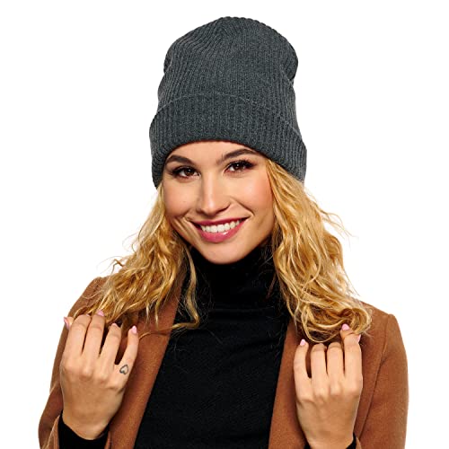 ELIMELI Winter Mütze für Damen und Herren Unisex Beanie Mütze Cuffed Beanie Hats für Winter Herbst Frühling Strick Slouch Beanie Hergestellt in EU Farbenauswahl (Dunkelgrau) von ELIMELI