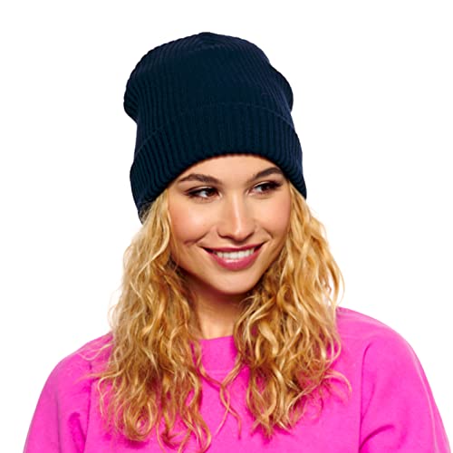 ELIMELI Winter Mütze für Damen und Herren Unisex Beanie Mütze Cuffed Beanie Hats für Winter Herbst Frühling Strick Slouch Beanie Hergestellt in EU Farbenauswahl (Marineblau) von ELIMELI