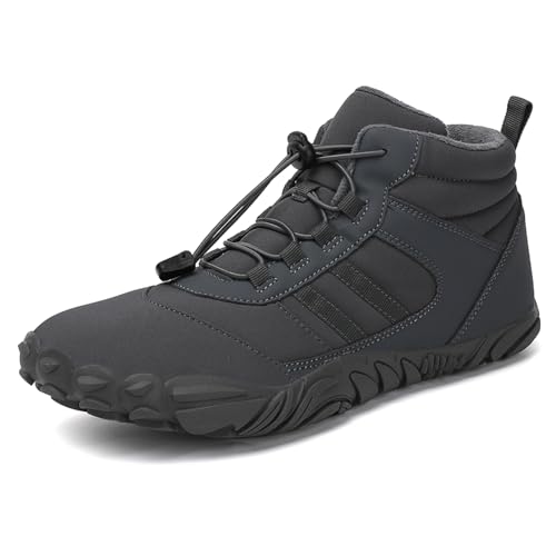 ELIOGN Barfußschuhe Winter,Herren Damen Wasserdicht Barfussschuhe Barefoot Shoes Unisex Wasserdicht Traillaufschuhe Outdoor Rutschfeste Winterstiefel Gray 38EU von ELIOGN