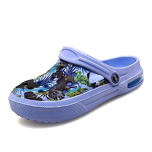 Damen Garten Clogs Schuhe Casual Slipper Strand Sandalen Anti-Rutsch Pool Wasser Schuhe Home Slippers Sommer Schuhe, Blaues Luftpolster, 8 Women/6.5 Men von ELIOGN