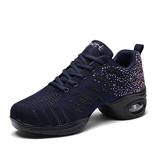 Damen Jazz Schuhe Tanzschuhe Damen Mode Mesh Lace Up Schuh Freizeit Training Sneaker Sport Outdoorschuhe Laufschuhe Modern Tanz Jazz Tango Gymnastik Schuhe Blau 37 von ELIOGN