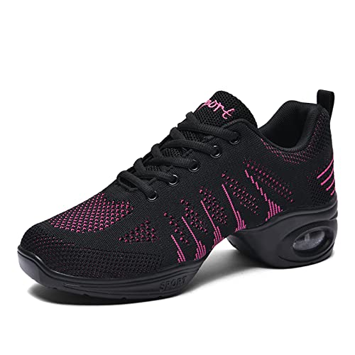 Damen Split Sole Tanzschuhe Jazzschuhe Fersenschuhe Training Leichte Schnüren Sportschuhe Plattform Schuhe Rosa-2 37 von ELIOGN