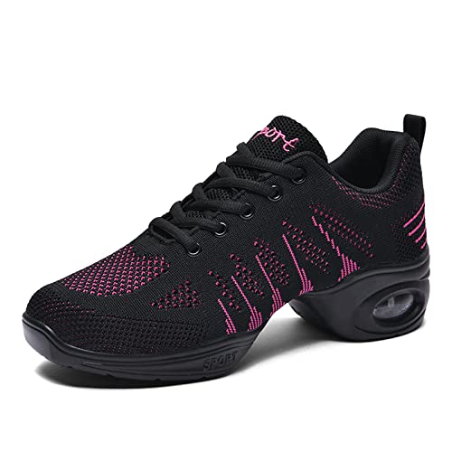 Damen Split Sole Tanzschuhe Jazzschuhe Fersenschuhe Training Leichte Schnüren Sportschuhe Plattform Schuhe Rosa-2 38 von ELIOGN