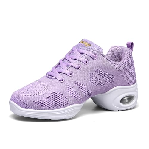 Damen Tanzschuhe Jazz-Schuhe Lace Up Tanzsneaker Leicht Atmungsaktiv Sportschuhe Line Dance Schuhe für Frauen Geteilte Sohlen Tanzschuhe für Sport Walking Violett 40 Damen Tanzschuhe Jazz-Schuhe Lace Up Tanzsneaker Leicht Atmungsaktiv Sportschuhe Line Dance Schuhe für Frauen Geteilte Sohlen Tanzschuhe für Sport Walking Violett 40 von ELIOGN