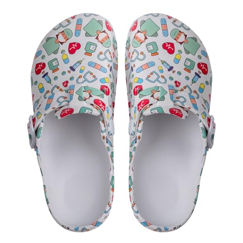 ELIOGN Damen Garten Clogs Eva – Bequeme Leichte Pantoletten mit Riemen & Süßen Mustern – wasserdichte Pflege- und Arbeitsschuhe Chirurg 38 ELIOGN Damen Garten Clogs Eva – Bequeme Leichte Pantoletten mit Riemen & Süßen Mustern – wasserdichte Pflege- und Arbeitsschuhe Chirurg 38 von ELIOGN