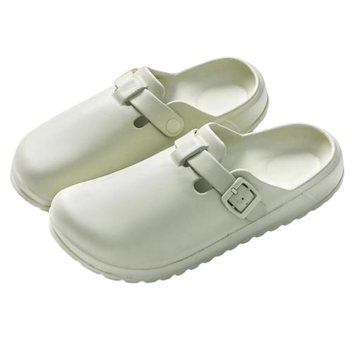 ELIOGN Damen Garten Clogs Eva – Bequeme Leichte Pantoletten mit Riemen – wasserdichte Pflege- und Arbeitsschuhe Bohnengrün 39 von ELIOGN