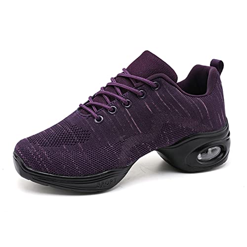 ELIOGN Damen Tanzschuhe Damen Sneaker Lace-Up Mesh Luftkissen Sport Training Tanzschuhe Modern Tanzschuhe Plattform Atmungsaktiv Sneakers Leicht Sportlich Laufen Fitness Lila 39 von ELIOGN