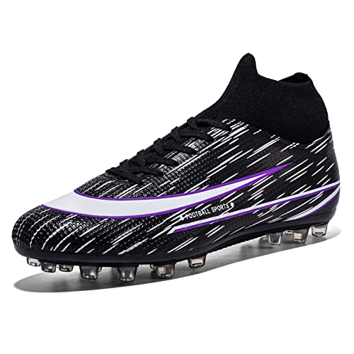 ELIOGN Fußballschuhe Herren High Top Kinder Outdoor Athletics Spikes Trainingsschuhe Sportschuhe Hallen Fußball Stiefel Turnschuhe Sport Outdoor Turf Football Schuhe Unisex Schwarz 39 von ELIOGN