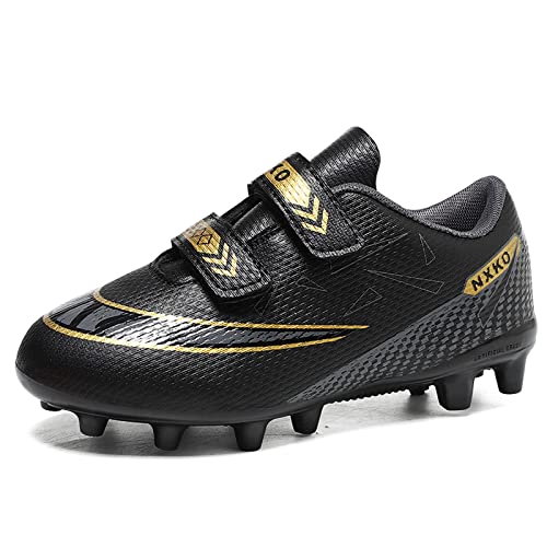 ELIOGN Fussballschuhe Kinder Jungen FG/AG Fussballschuhe Professionelle Athletics Trainingsschuhe Sportschuhe Mädchen Turnschuhe Unisex Outdoor Spikes Football Schuhe Schwarz 32 von ELIOGN