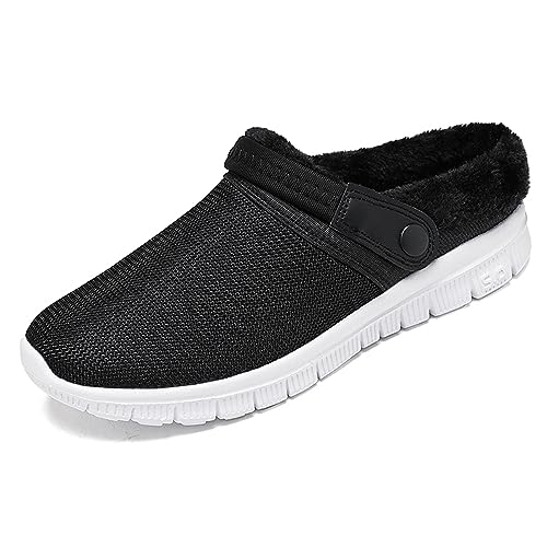 ELIOGN Herren Damen Winter Gartenschuhe Warme Plüsch Gartenschuhe Gefüttert Damen Clogs Gefüttert Indoor Freizeit Pantoffel Rutschfeste Outdoor Winterschuhe Leichte Hüttenschuhe Schwarz Size 41EU von ELIOGN