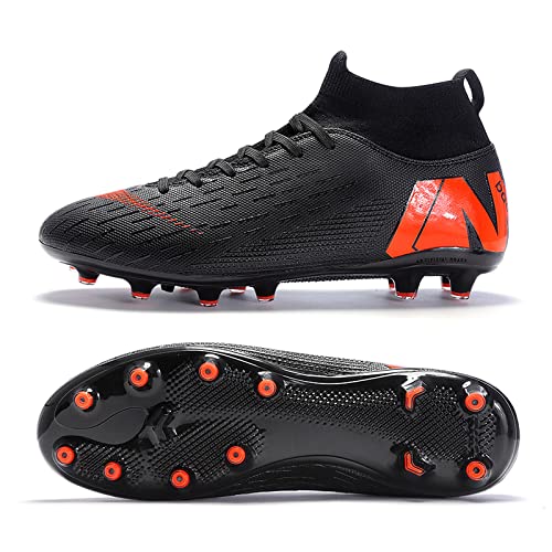 ELIOGN Herren Jungen Fußballschuhe High Top Spikes Cleats Jugendliche Athletics Trainingsschuhe Professionelle FG Football Schuhe Unisex Teenager Erwachsene Outdoor Rasensport Turnschuhe Schwarz 36 von ELIOGN