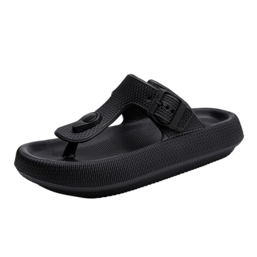 ELIOGN Unisex EVA Zehentrenner mit Verstellbarer Schnalle, Rutschfeste Plattform-Sandalen mit Weicher Kissen-Sohle, Leichte Sommer-Hausschuhe für Damen & Herren Schwarz 42-43 ELIOGN Unisex EVA Zehentrenner mit Verstellbarer Schnalle, Rutschfeste Plattform-Sandalen mit Weicher Kissen-Sohle, Leichte Sommer-Hausschuhe für Damen & Herren Schwarz 42-43 von ELIOGN