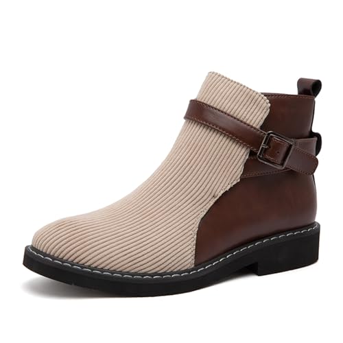 Elevator Stiefeletten Herren – Unsichtbare 6 cm / 2,4” Höhenerhöhung, Cord-Strick & PU-Leder, rutschfeste Gummisohle, Herbst/Winter, EU 43 von ELIOGN