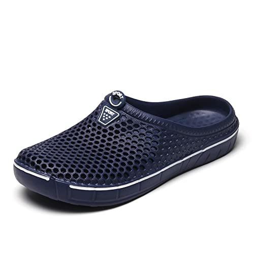 Unisex Gartenclogs Herren Hausschuhe Gartenschuhe Damen Leicht Atmungsaktiv Garten Clogs Flach Sohle Slippers Badeschuhe Sommer Strand Schwimmbad Sandalen Männer und Frauen Navy 40 von ELIOGN