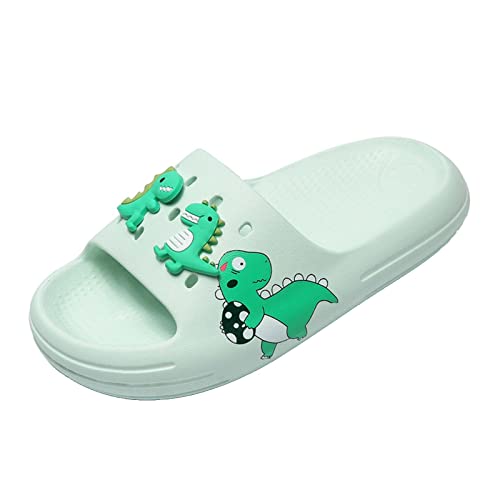 Kinder Badelatschen Sommer Flache Hausschuhe Jungen Schlappen Wolken Dusch und Badeschuhe Mädchen Patch Badelatschen Slide Sandal Sommer Strand rutschfest Slippers Hellgrün-Dinosaurier 28/29 von ELIOGN