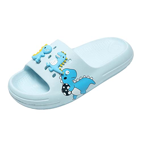 Kinder Badelatschen Sommer Flache Hausschuhe Jungen Schlappen Wolken Dusch und Badeschuhe Mädchen Patch Badelatschen Slide Sandal Sommer Strand rutschfest Slippers Himmelblau-Dinosaurier 28/29 von ELIOGN