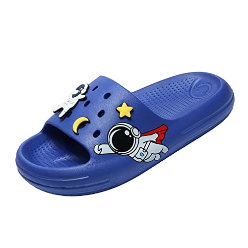 Kinder Badelatschen Sommer Flache Hausschuhe Jungen Schlappen Wolken Dusch und Badeschuhe Mädchen Patch Badelatschen Slide Sandal Sommer Strand rutschfest Slippers Königsblau-Astronauten 34/35 von ELIOGN