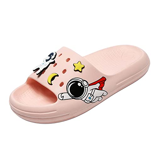 Kinder Badelatschen Sommer Flache Hausschuhe Jungen Schlappen Wolken Dusch und Badeschuhe Mädchen Patch Badelatschen Slide Sandal Sommer Strand rutschfest Slippers Rosa-Astronauten 36/37 von ELIOGN