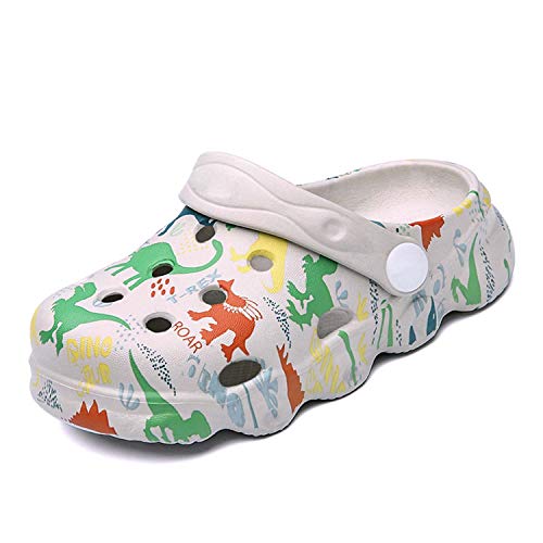 Kinder Clogs Unisex Pantoletten Dinosaurier Jungen Mädchen Gartenschuhe Gummi Badeschuhe Hausschuhe Gr.24-29 EU Gray 26EU von ELIOGN