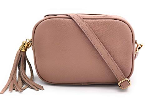 ELIOX Damen-Handtasche aus echtem Leder, hergestellt in Italien, kleine Umhängetasche, elegant, modisch, echtes Leder, Puder, Einheitsgröße von ELIOX